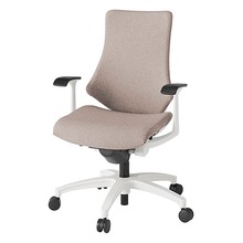 エフチェア クロス・ハイバック 固定肘 抵抗付ウレタン双輪キャスター [ ベース:ホワイト / 張地:グレイッシュブラウン ] KG135SAM-W9F6