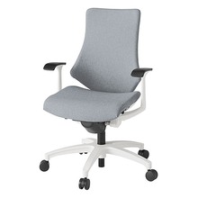 エフチェア クロス・ハイバック 固定肘 抵抗付ウレタン双輪キャスター [ ベース:ホワイト / 張地:ホワイトグレーT ] KG135SAM-W9T7