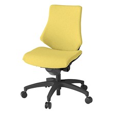 エフチェア クロス・ローバック 肘なし 抵抗付ウレタン双輪キャスター [ ベース:ブラック / 張地:カナリアイエロー ] KG140SAM-T1U6