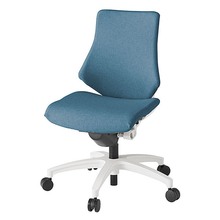 エフチェア クロス・ローバック 肘なし 抵抗付ウレタン双輪キャスター [ ベース:ホワイト / 張地:ダックブルー ] KG140SAM-W9B4