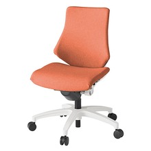 エフチェア クロス・ローバック 肘なし 抵抗付ウレタン双輪キャスター [ ベース:ホワイト / 張地:パーシモンオレンジ ] KG140SAM-W9D4
