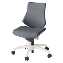 エフチェア クロス・ローバック 肘なし 抵抗付ウレタン双輪キャスター [ ベース:ホワイト / 張地:ダークグレーT ] KG140SAM-W9T3