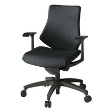 エフチェア クロス・ローバック 固定肘 抵抗付ウレタン双輪キャスター [ ベース:ブラック / 張地:ブラックT ] KG145SAM-T1T1