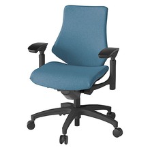 エフチェア クロス・ローバック 可動肘 抵抗付ウレタン双輪キャスター [ ベース:ブラック / 張地:ダックブルー ] KG147SAM-T1B4