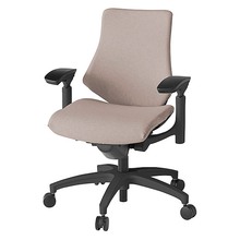 エフチェア クロス・ローバック 可動肘 抵抗付ウレタン双輪キャスター [ ベース:ブラック / 張地:グレイッシュブラウン ] KG147SAM-T1F6