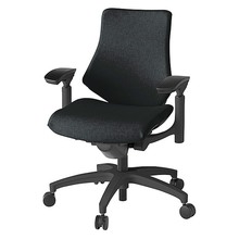 エフチェア クロス・ローバック 可動肘 抵抗付ウレタン双輪キャスター [ ベース:ブラック / 張地:ブラックT ] KG147SAM-T1T1