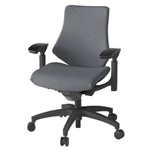 エフチェア クロス・ローバック 可動肘 抵抗付ウレタン双輪キャスター [ ベース:ブラック / 張地:ダークグレーT ] KG147SAM-T1T3