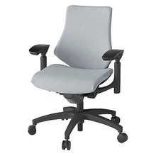 エフチェア クロス・ローバック 可動肘 抵抗付ウレタン双輪キャスター [ ベース:ブラック / 張地:ホワイトグレーT ] KG147SAM-T1T7