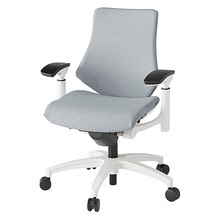 エフチェア クロス・ローバック 可動肘 抵抗付ウレタン双輪キャスター [ ベース:ホワイト / 張地:ホワイトグレーT ] KG147SAM-W9T7