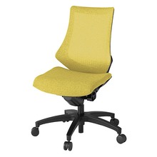 エフチェア メッシュバック 肘なし 抵抗付ウレタン双輪キャスター [ ベース:ブラック / 張地:カナリアイエロー ] KG170JEM-T1U6