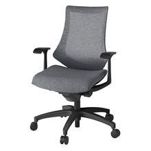 エフチェア メッシュバック 固定肘 抵抗付ウレタン双輪キャスター [ ベース:ブラック / 張地:ダークグレーT ] KG175JEM-T1T3