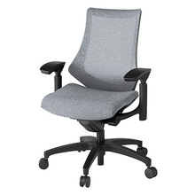 エフチェア メッシュバック 可動肘 抵抗付ウレタン双輪キャスター [ ベース:ブラック / 張地:ホワイトグレーT ] KG177JEM-T1T7