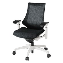 エフチェア メッシュバック 可動肘 抵抗付ウレタン双輪キャスター [ ベース:ホワイト / 張地:ブラックT ] KG177JEM-W9T1