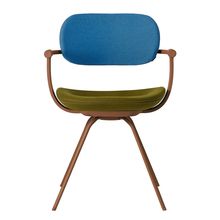 [ 公式ストアモデル ・ 組立式 ] バーテブラ03 ( vertebra03 ) 4本脚 （ 座面回転 ） KG855KCF23C10C 本体 : F2 / チェスナットブラウン KC張地コンビ張り 座 : 23 / Fern×背 : 10 / Ocean ]