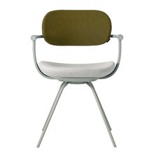 [ 公式ストアモデル ・ 組立式 ] バーテブラ03 ( vertebra03 ) 4本脚 （ 座面回転 ） KG855KCL2C23C 本体 : L4 / ペールオリーブ KC張地コンビ張り 座 : 2 / Gravel×背 : 23 / Fern ]