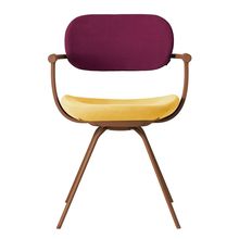 ［ 公式ストアモデル ・ 組立式 ] バーテブラ03 （vertebra03） 4本脚 （ 座面回転 ） KG855KSF4S10C 本体 :  F2 / チェスナットブラウン ［ KS張地コンビ張り 座 : 4 / Mustard×背 : 10 / Cranberry ]