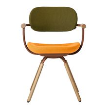 [ 公式ストアモデル ・ 組立式 ] バーテブラ03 ( vertebra03 ) 4本脚 （ 座面回転 ） KG877KCF4C23C 木タイプ / オークライト 本体 : F2 / チェスナットブラウン KC張地コンビ張り 座 : 4 / Zest×背 : 23 / Fern ]