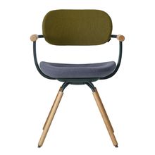 [ 公式ストアモデル ・ 組立式 ] バーテブラ03 ( vertebra03 ) 4本脚 （ 座面回転 ） KG877KCG14C23C 木タイプ / オークライト 本体 : G1 / ダークグリーン KC張地コンビ張り 座 : 14 / Granite×背 : 23 / Fern ]