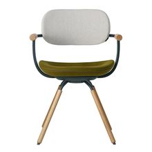 [ 公式ストアモデル ・ 組立式 ] バーテブラ03 ( vertebra03 ) 4本脚 （ 座面回転 ） KG877KCG23C2C 木タイプ / オークライト 本体 : G1 / ダークグリーン KC張地コンビ張り 座 : 23 / Fern×背 : 2 / Gravel ]