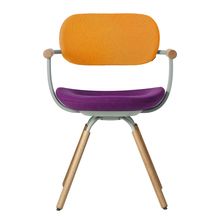 [ 公式ストアモデル ・ 組立式 ] バーテブラ03 ( vertebra03 ) 4本脚 （ 座面回転 ） KG877KCL24C4C 木タイプ / オークライト 本体 : L4 / ペールオリーブ KC張地コンビ張り 座 : 24 / Iris×背 : 4 / Zest ]