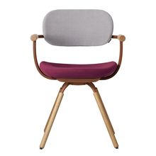 ［ 公式ストアモデル ・ 組立式 ] バーテブラ03 （vertebra03） 4本脚 （ 座面回転 ） KG877KSF21014C　木タイプ / オークライト 本体 :  F2 / チェスナットブラウン ［ KS張地コンビ張り 座 : 10 / Cranberry×背 : 14 / Foil ]