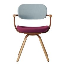 ［ 公式ストアモデル ・ 組立式 ] バーテブラ03 （vertebra03） 4本脚 （ 座面回転 ） KG877KSF10S5C　木タイプ / オークライト 本体 :  F2 / チェスナットブラウン ［ KS張地コンビ張り 座 : 10 / Cranberry×背 : 5 / Sea Breeze ]