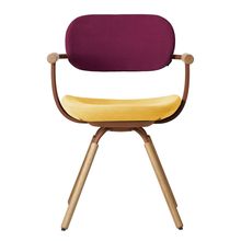 ［ 公式ストアモデル ・ 組立式 ] バーテブラ03 （vertebra03） 4本脚 （ 座面回転 ） KG877KSF4S10C　木タイプ / オークライト 本体 :  F2 / チェスナットブラウン ［ KS張地コンビ張り 座 : 4 / Mustard×背 : 10 / Cranberry ]