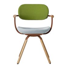 ［ 公式ストアモデル ・ 組立式 ] バーテブラ03 （vertebra03） 4本脚 （ 座面回転 ） KG877KSF5S8C　木タイプ / オークライト 本体 :  F2 / チェスナットブラウン ［ KS張地コンビ張り 座 : 5 / Sea Breeze×背 : 8 / Basil ]