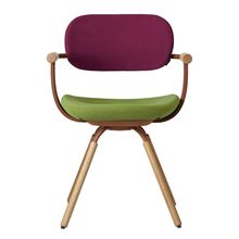 ［ 公式ストアモデル ・ 組立式 ] バーテブラ03 （vertebra03） 4本脚 （ 座面回転 ） KG877KSF8S10C　木タイプ / オークライト 本体 :  F2 / チェスナットブラウン ［ KS張地コンビ張り 座 : 8 / Basil×背 : 10 / Cranberry ]