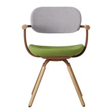 ［ 公式ストアモデル ・ 組立式 ] バーテブラ03 （vertebra03） 4本脚 （ 座面回転 ） KG877KSF8S14C　木タイプ / オークライト 本体 :  F2 / チェスナットブラウン ［ KS張地コンビ張り 座 : 8 / Basil×背 : 14 / Foil ]