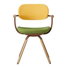 ［ 公式ストアモデル ・ 組立式 ] バーテブラ03 （vertebra03） 4本脚 （ 座面回転 ） KG877KSF8S4C　木タイプ / オークライト 本体 :  F2 / チェスナットブラウン ［ KS張地コンビ張り 座 : 8 / Basil×背 : 4 / Mustard ]