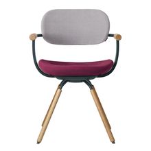 ［ 公式ストアモデル ・ 組立式 ] バーテブラ03 （vertebra03） 4本脚 （ 座面回転 ） KG877KSG10S14C　木タイプ / オークライト 本体 :  G1 / ダークグリーン ［ KS張地コンビ張り 座 : 10 / Cranberry×背 : 14 / Foil ]