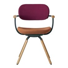 ［ 公式ストアモデル ・ 組立式 ] バーテブラ03 （vertebra03） 4本脚 （ 座面回転 ） KG877KSG11S10C　木タイプ / オークライト 本体 :  G1 / ダークグリーン ［ KS張地コンビ張り 座 : 11 / Penny×背 : 10 / Cranberry ]