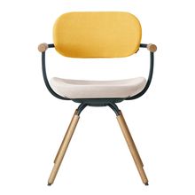 ［ 公式ストアモデル ・ 組立式 ] バーテブラ03 （vertebra03） 4本脚 （ 座面回転 ） KG877KSG13S4C　木タイプ / オークライト 本体 :  G1 / ダークグリーン ［ KS張地コンビ張り 座 : 13 / Grain×背 : 4 / Mustard ]