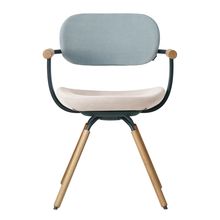 ［ 公式ストアモデル ・ 組立式 ] バーテブラ03 （vertebra03） 4本脚 （ 座面回転 ） KG877KSG13S5C　木タイプ / オークライト 本体 :  G1 / ダークグリーン ［ KS張地コンビ張り 座 : 13 / Grain×背 : 5 / Sea Breeze ]