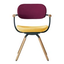 ［ 公式ストアモデル ・ 組立式 ] バーテブラ03 （vertebra03） 4本脚 （ 座面回転 ） KG877KSG4S10C　木タイプ / オークライト 本体 :  G1 / ダークグリーン ［ KS張地コンビ張り 座 : 4 / Mustard×背 : 10 / Cranberry ]