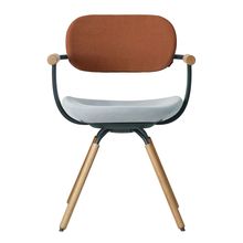 ［ 公式ストアモデル ・ 組立式 ] バーテブラ03 （vertebra03） 4本脚 （ 座面回転 ） KG877KSG5S11C　木タイプ / オークライト 本体 :  G1 / ダークグリーン ［ KS張地コンビ張り 座 : 5 / Sea Breeze×背 : 11 / Penny ]