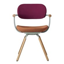 ［ 公式ストアモデル ・ 組立式 ] バーテブラ03 （vertebra03） 4本脚 （ 座面回転 ） KG877KSL11S10C　木タイプ / オークライト 本体 :  L4 / ペールオリーブ ［ KS張地コンビ張り 座 : 11 / Penny×背 : 10 / Cranberry ]