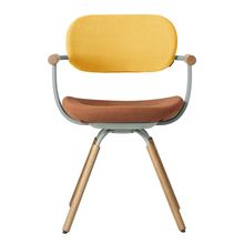 ［ 公式ストアモデル ・ 組立式 ] バーテブラ03 （vertebra03） 4本脚 （ 座面回転 ） KG-877KS-L4114C　木タイプ / オークライト 本体 :  L4 / ペールオリーブ ［ KS張地コンビ張り 座 : 11 / Penny×背 : 4 / Mustard ]