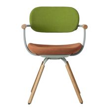 ［ 公式ストアモデル ・ 組立式 ] バーテブラ03 （vertebra03） 4本脚 （ 座面回転 ） KG877KSL11S8C　木タイプ / オークライト 本体 :  L4 / ペールオリーブ ［ KS張地コンビ張り 座 : 11 / Penny×背 : 8 / Basil ]