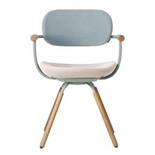 ［ 公式ストアモデル ・ 組立式 ] バーテブラ03 （vertebra03） 4本脚 （ 座面回転 ） KG877KSL13S5C　木タイプ / オークライト 本体 :  L4 / ペールオリーブ ［ KS張地コンビ張り 座 : 13 / Grain×背 : 5 / Sea Breeze ]