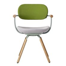 ［ 公式ストアモデル ・ 組立式 ] バーテブラ03 （vertebra03） 4本脚 （ 座面回転 ） KG877KSL14S8C　木タイプ / オークライト 本体 :  L4 / ペールオリーブ ［ KS張地コンビ張り 座 : 14 / Foil×背 : 8 / Basil ]