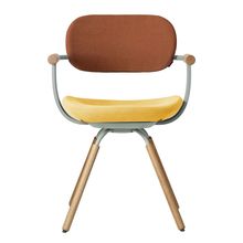 ［ 公式ストアモデル ・ 組立式 ] バーテブラ03 （vertebra03） 4本脚 （ 座面回転 ） KG877KSL4S11C　木タイプ / オークライト 本体 :  L4 / ペールオリーブ ［ KS張地コンビ張り 座 : 4 / Mustard×背 : 11 / Penny ]