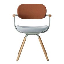 ［ 公式ストアモデル ・ 組立式 ] バーテブラ03 （vertebra03） 4本脚 （ 座面回転 ） KG877KSL5S11C　木タイプ / オークライト 本体 :  L4 / ペールオリーブ ［ KS張地コンビ張り 座 : 5 / Sea Breeze×背 : 11 / Penny ]