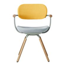 ［ 公式ストアモデル ・ 組立式 ] バーテブラ03 （vertebra03） 4本脚 （ 座面回転 ） KG877KSL5S4C　木タイプ / オークライト 本体 :  L4 / ペールオリーブ ［ KS張地コンビ張り 座 : 5 / Sea Breeze×背 : 4 / Mustard ]