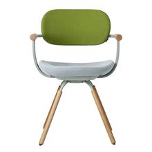 ［ 公式ストアモデル ・ 組立式 ] バーテブラ03 （vertebra03） 4本脚 （ 座面回転 ） KG877KSL5S8C　木タイプ / オークライト 本体 :  L4 / ペールオリーブ ［ KS張地コンビ張り 座 : 5 / Sea Breeze×背 : 8 / Basil ]