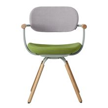 ［ 公式ストアモデル ・ 組立式 ] バーテブラ03 （vertebra03） 4本脚 （ 座面回転 ） KG877KSL8S14C　木タイプ / オークライト 本体 :  L4 / ペールオリーブ ［ KS張地コンビ張り 座 : 8 / Basil×背 : 14 / Foil ]