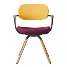 ［ 公式ストアモデル ・ 組立式 ] バーテブラ03 （vertebra03） 4本脚 （ 座面回転 ） KG877KST10S4C　木タイプ / オークライト 本体 :  T1 / ブラックT ［ KS張地コンビ張り 座 : 10 / Cranberry×背 : 4 / Mustard ]