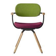 ［ 公式ストアモデル ・ 組立式 ] バーテブラ03 （vertebra03） 4本脚 （ 座面回転 ） KG877KST10S8C　木タイプ / オークライト 本体 :  T1 / ブラックT ［ KS張地コンビ張り 座 : 10 / Cranberry×背 : 8 / Basil ]