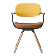 ［ 公式ストアモデル ・ 組立式 ] バーテブラ03 （vertebra03） 4本脚 （ 座面回転 ） KG877KST11S4C　木タイプ / オークライト 本体 :  T1 / ブラックT ［ KS張地コンビ張り 座 : 11 / Penny×背 : 4 / Mustard ]